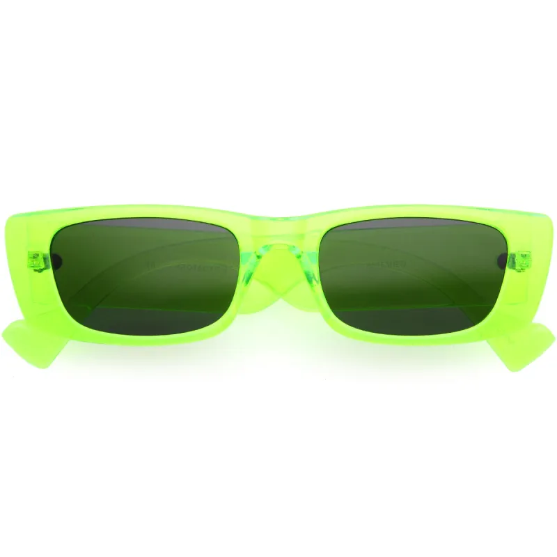 Neon Retro Wide Square Flat Lens Chunky Rectangle Sunglasses D264 sold by ZeroUV