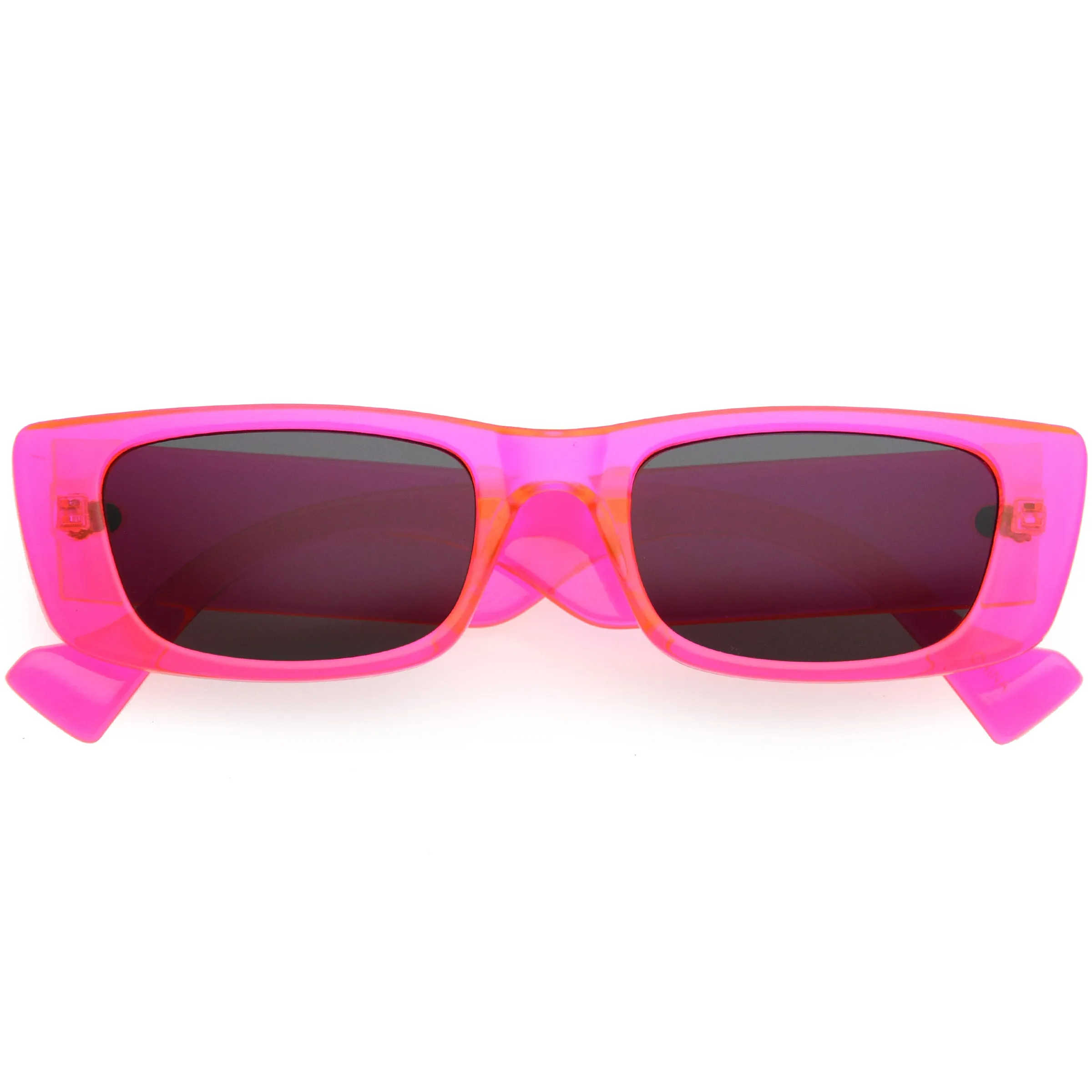 Neon Retro Wide Square Flat Lens Chunky Rectangle Sunglasses D264 sold by ZeroUV product image thumbnail 3