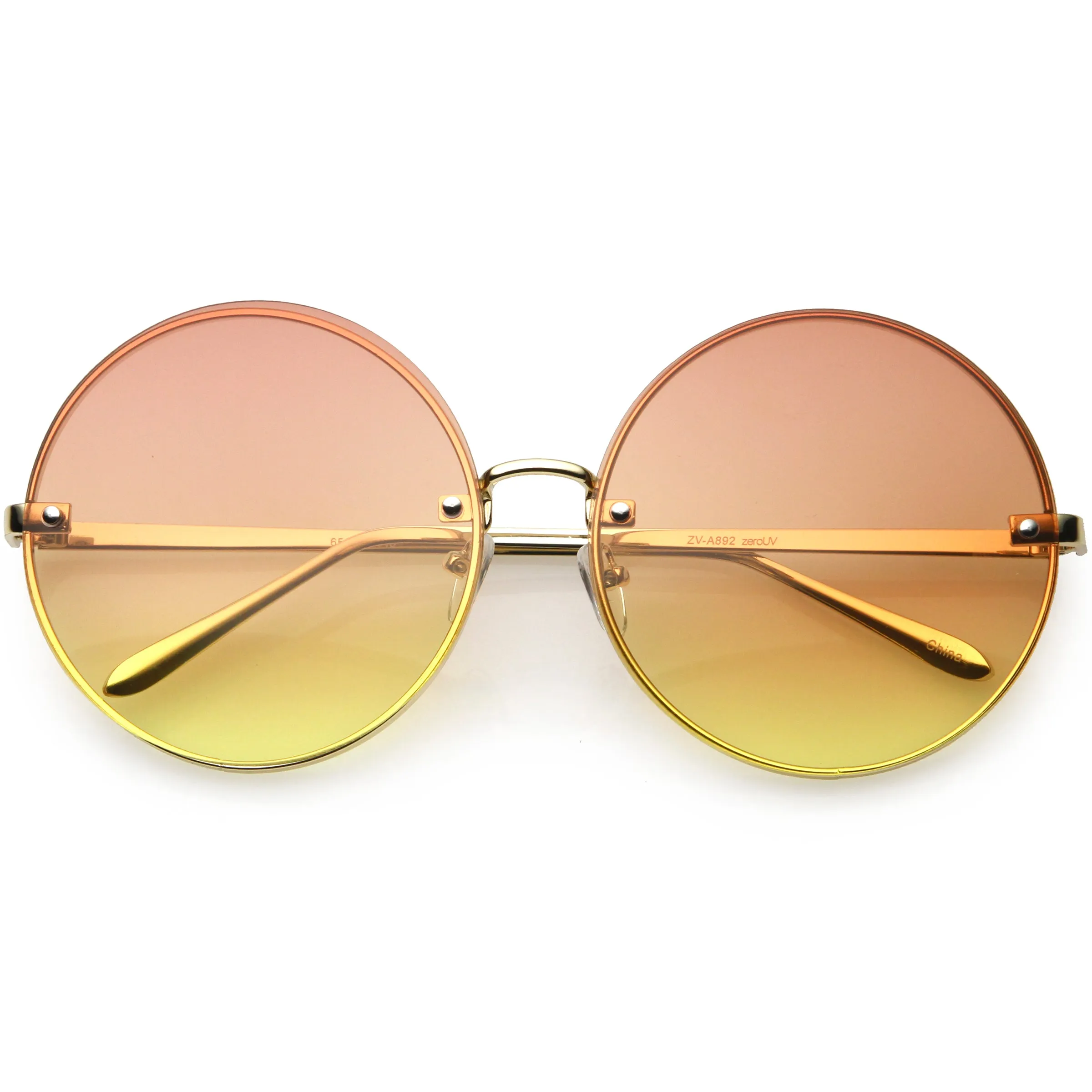 Women's Oversize Round Rimless Color Two Tone Sunglasses C985 sold by ZeroUV