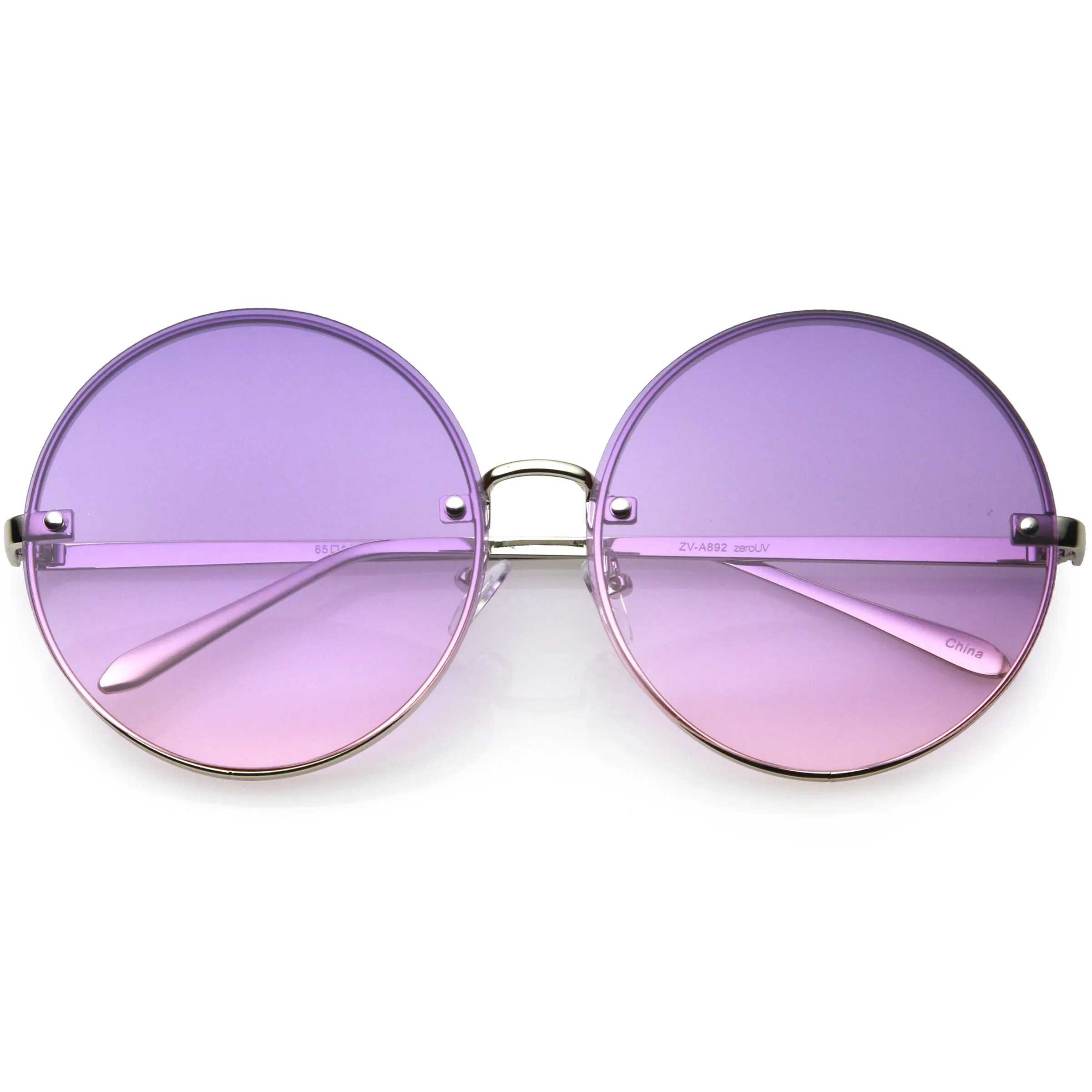 Women's Oversize Round Rimless Color Two Tone Sunglasses C985 sold by ZeroUV product image thumbnail 4