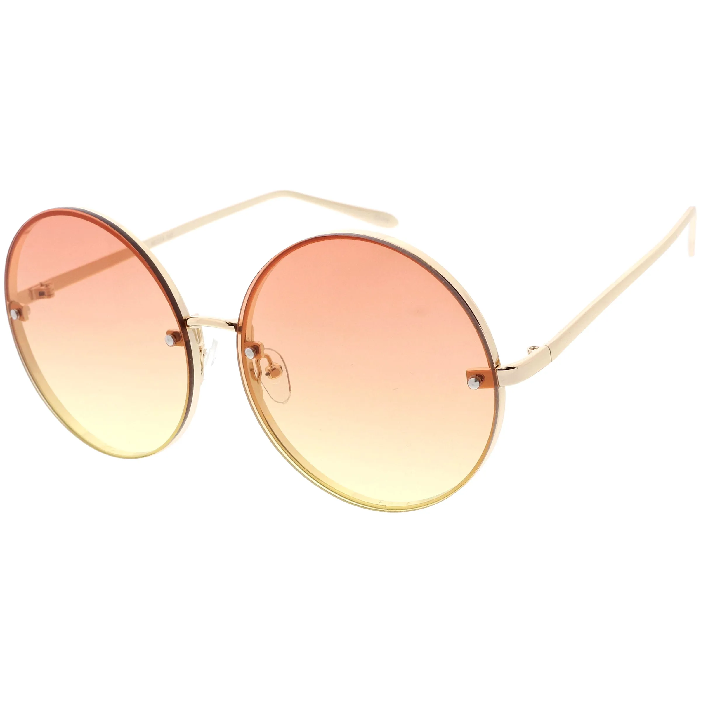 Women's Oversize Round Rimless Color Two Tone Sunglasses C985 sold by ZeroUV product image thumbnail 2