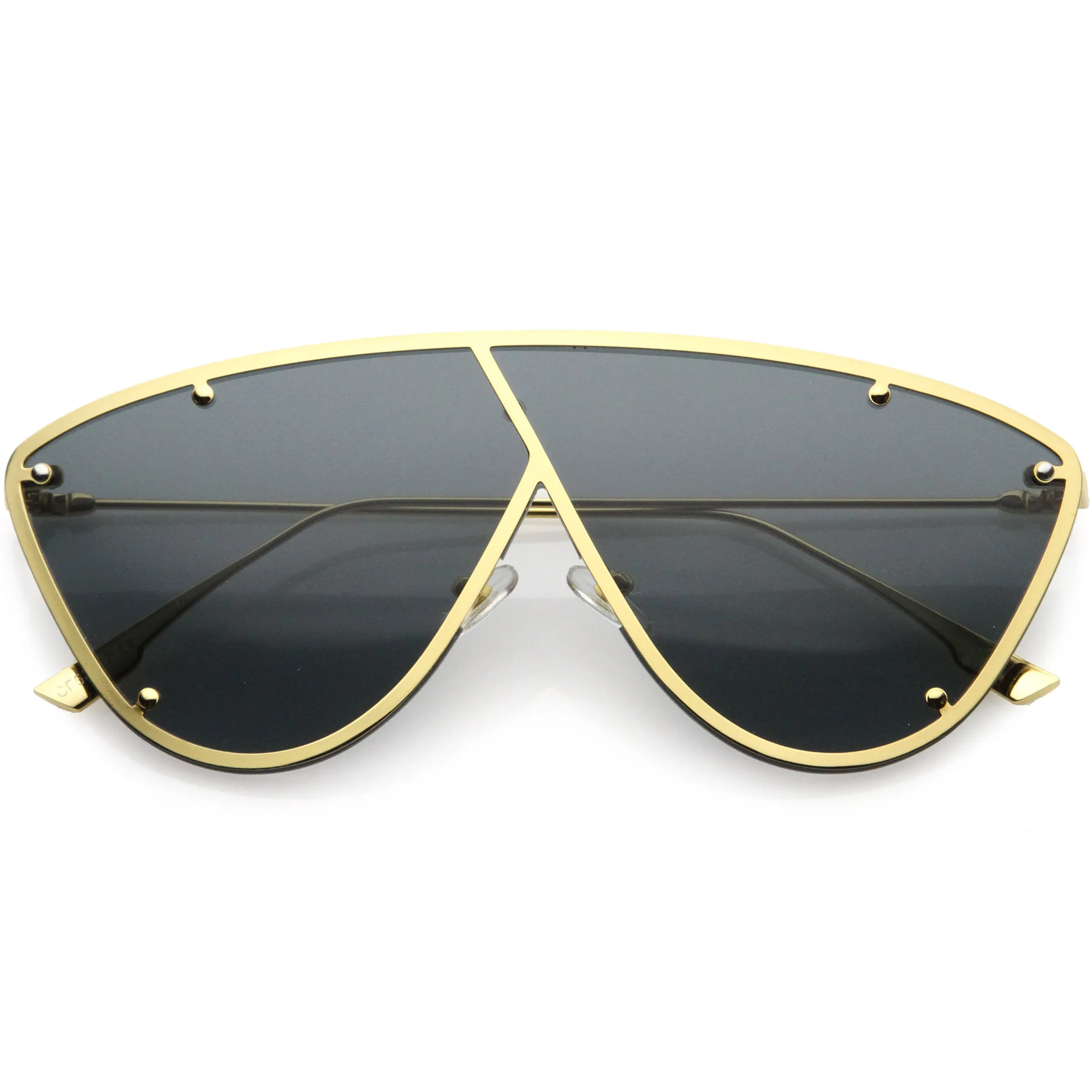 Luxe Studded Thin Metal Arms Modern Oversize Angular Aviator Sunglasses D025 sold by ZeroUV product image thumbnail 4