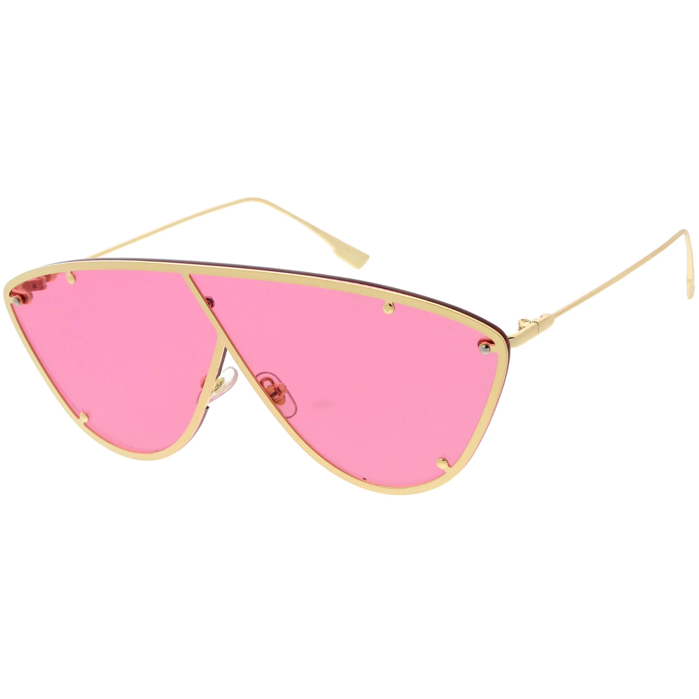 Luxe Studded Thin Metal Arms Modern Oversize Angular Aviator Sunglasses D025 sold by ZeroUV product image thumbnail 2