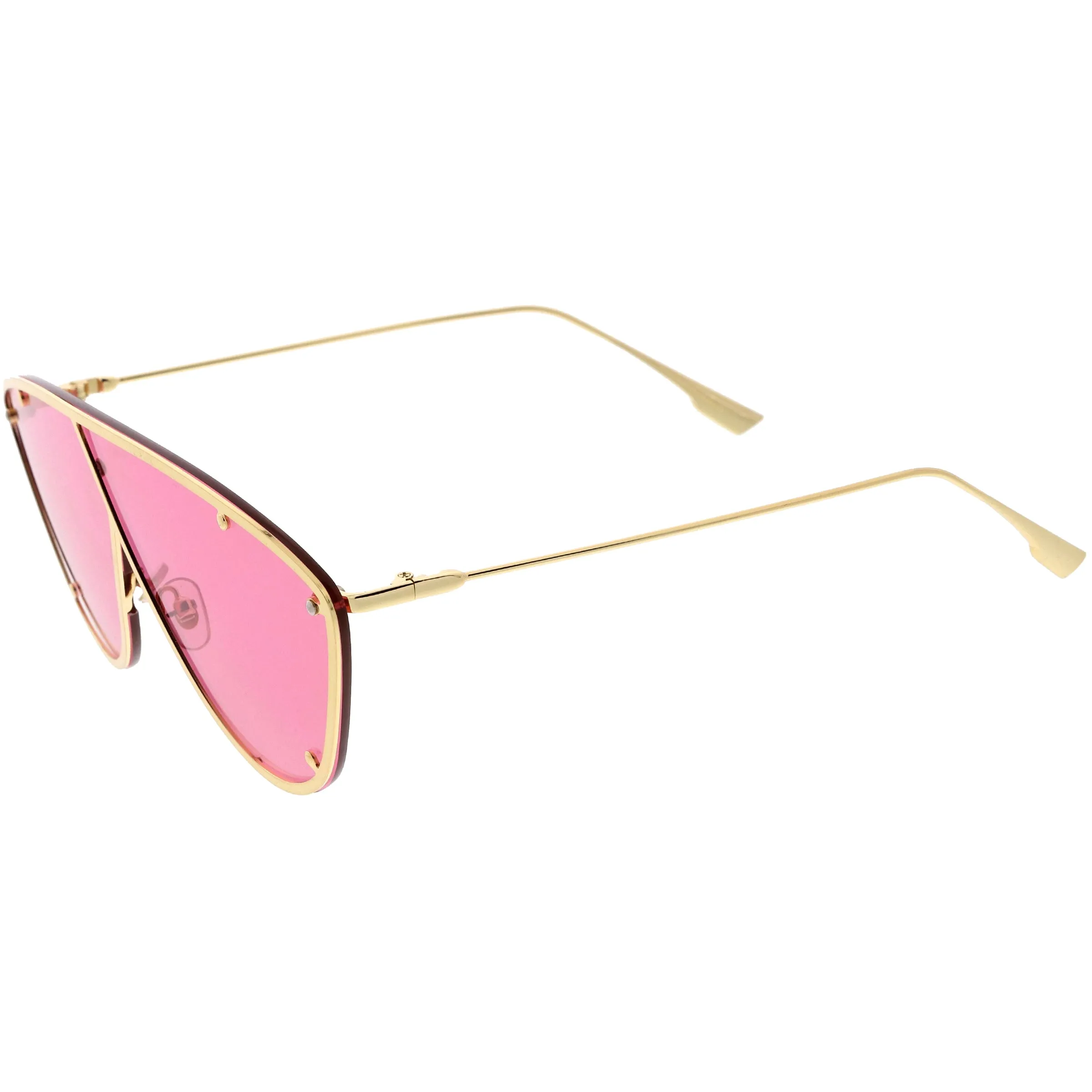 Luxe Studded Thin Metal Arms Modern Oversize Angular Aviator Sunglasses D025 sold by ZeroUV product image thumbnail 3