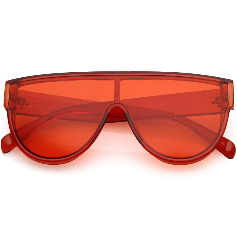 Retro Oversize Flat Top Transparent Color Tone Shield Sunglasses C559 sold by ZeroUV