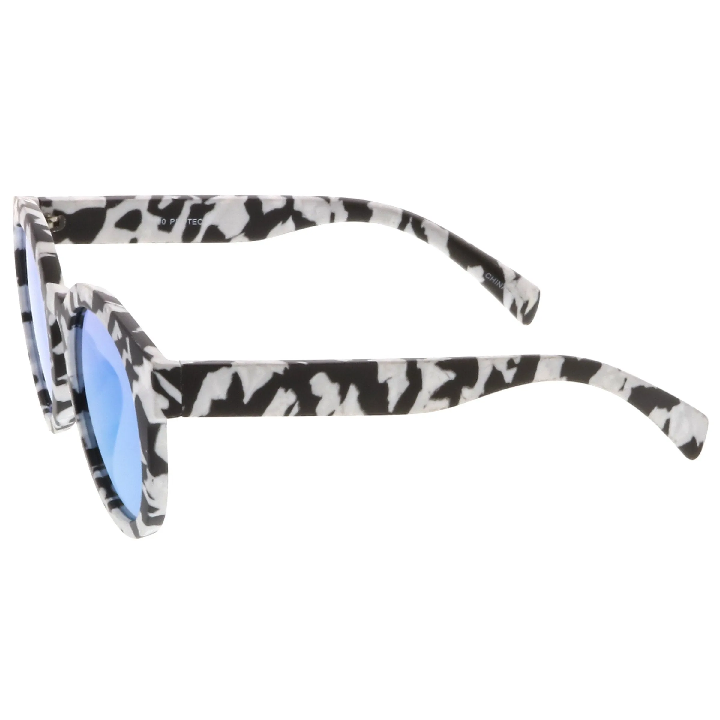 Women's Round Marble Print Mirrored Lens Sunglasses C251 sold by ZeroUV product image thumbnail 3