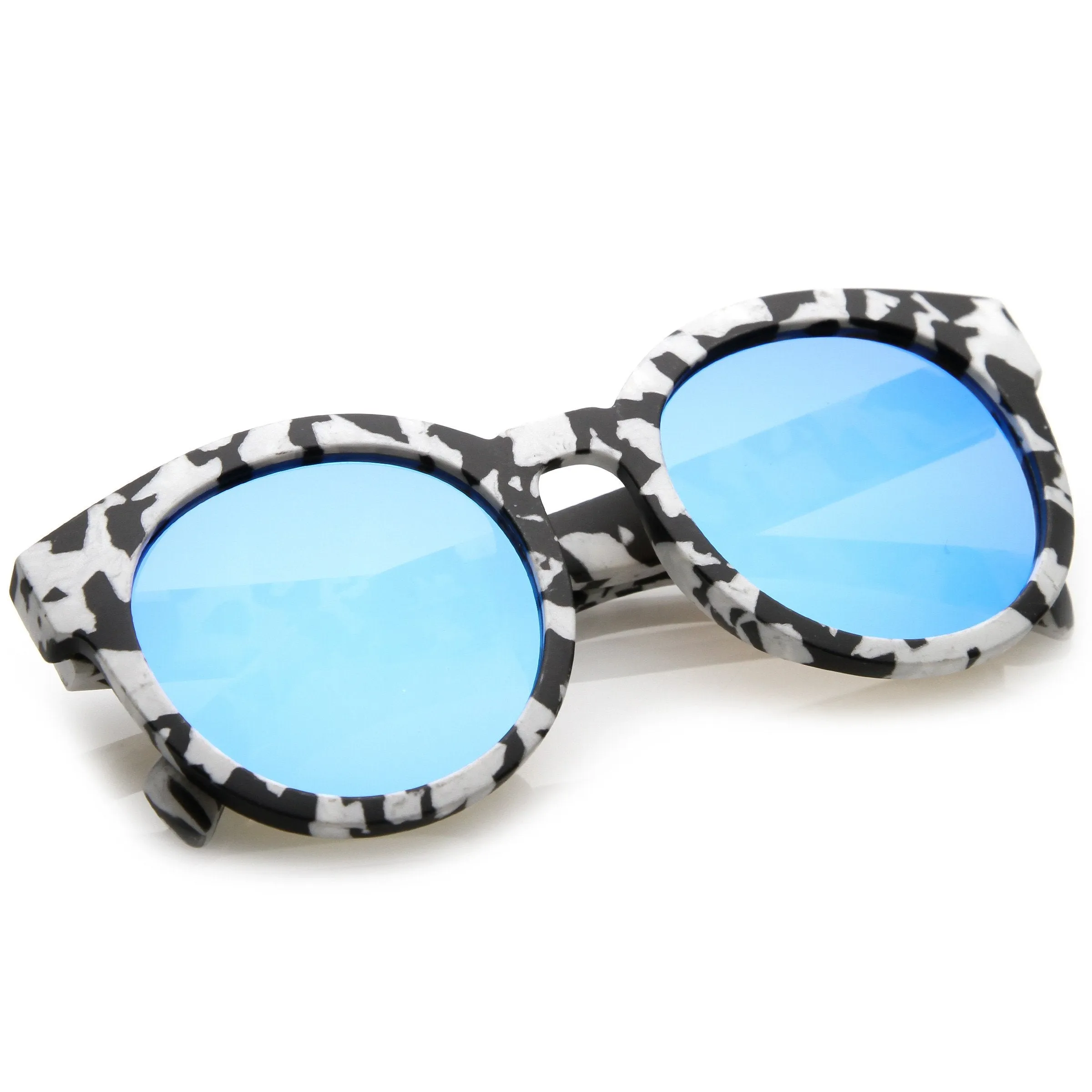 Women's Round Marble Print Mirrored Lens Sunglasses C251 sold by ZeroUV product image thumbnail 4