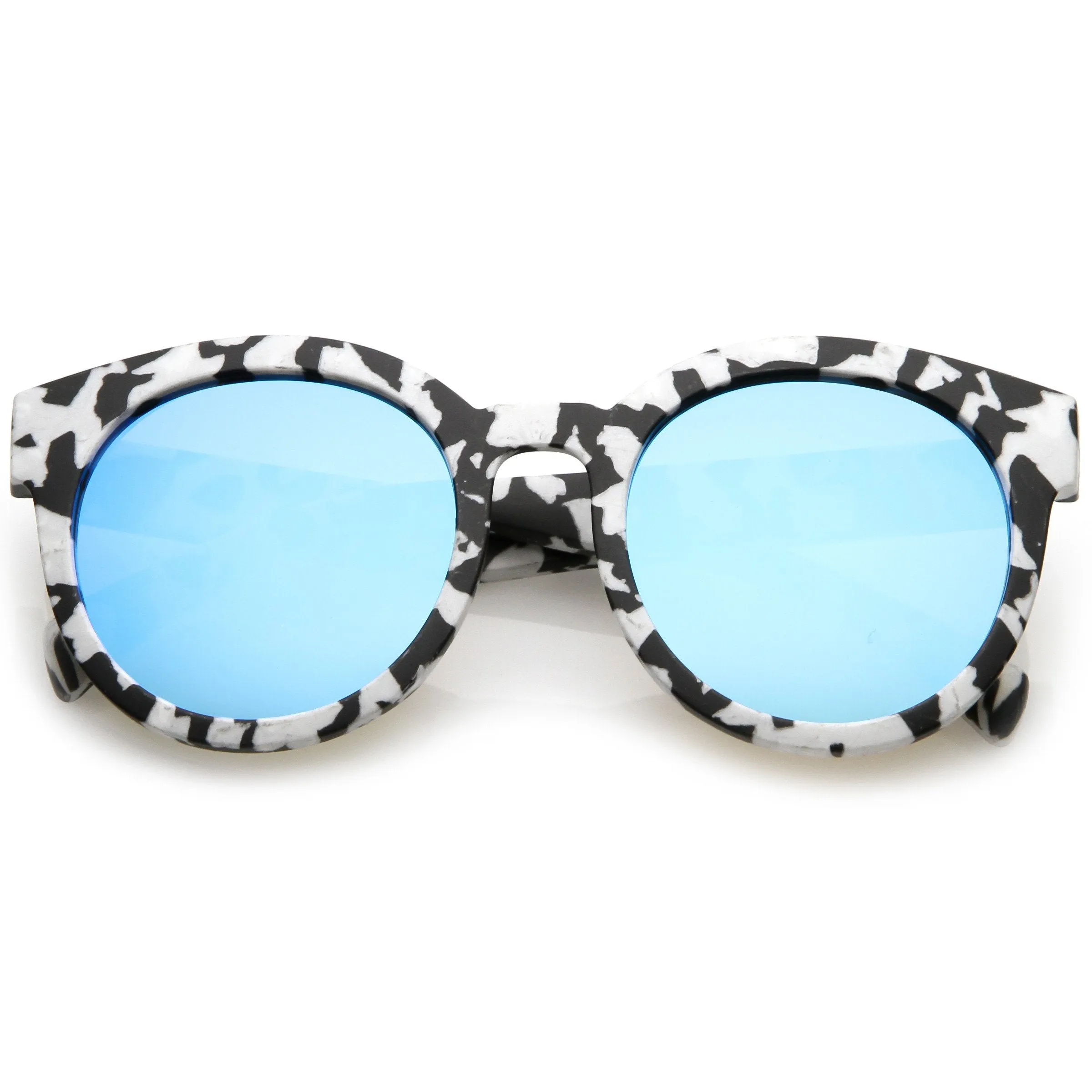 Women's Round Marble Print Mirrored Lens Sunglasses C251 sold by ZeroUV