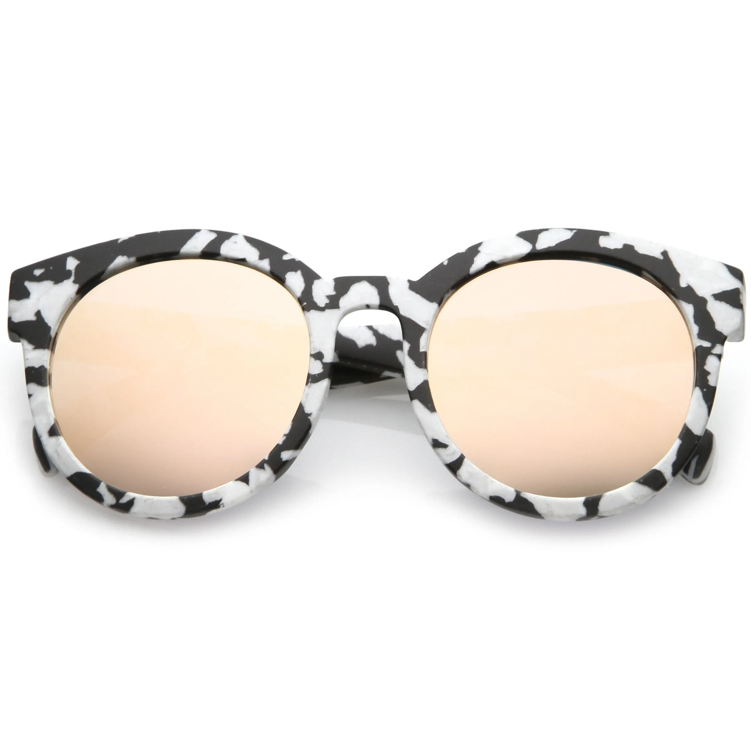 Women's Round Marble Print Mirrored Lens Sunglasses C251 sold by ZeroUV product image thumbnail 5