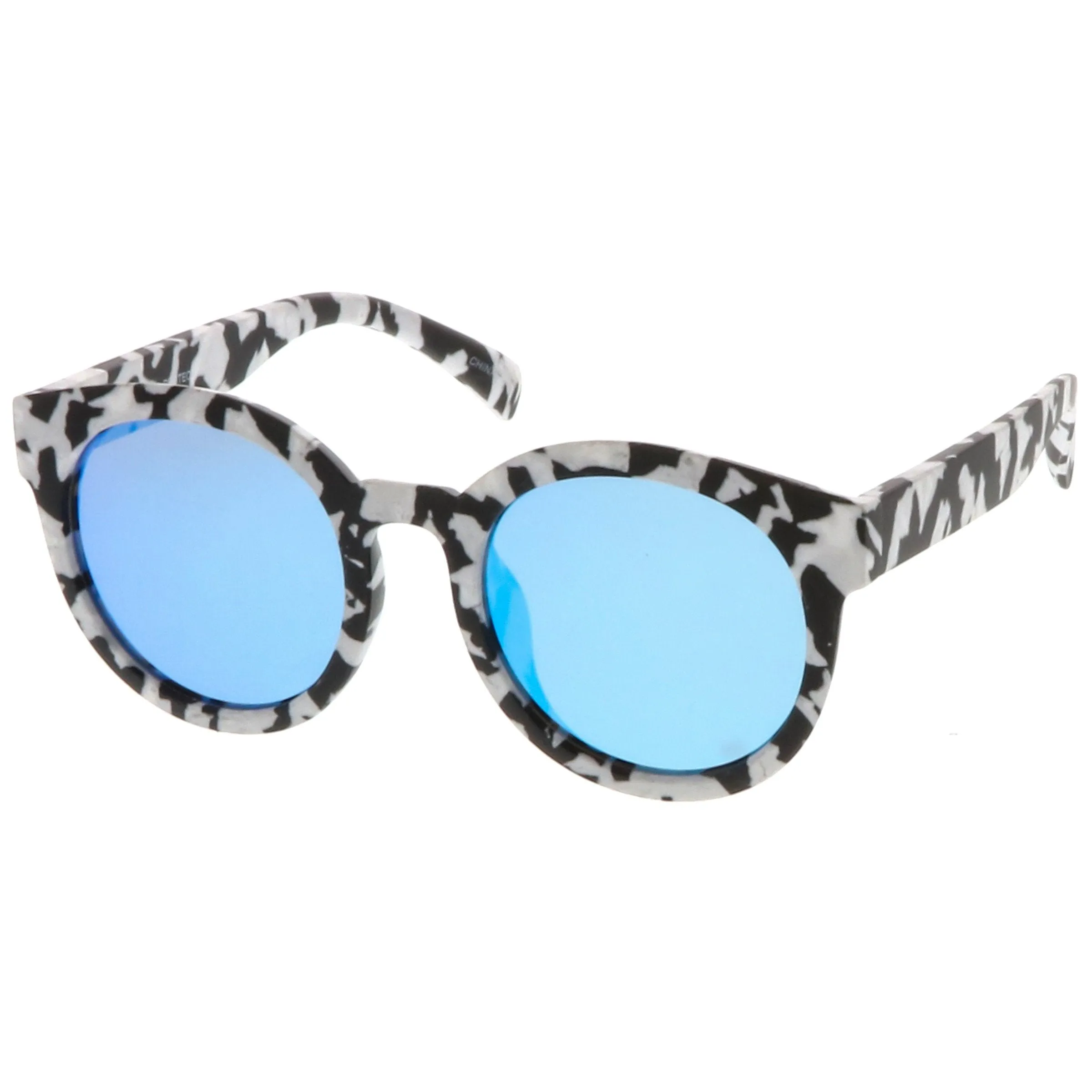 Women's Round Marble Print Mirrored Lens Sunglasses C251 sold by ZeroUV product image thumbnail 2