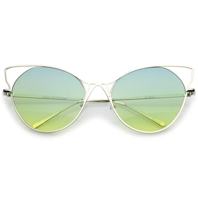 Oversize Women's Gradient Lens Wire Cat Eye Sunglasses A943 sold by ZeroUV