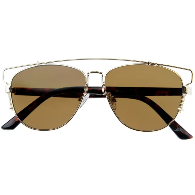 Modern Fashion Panto Flat Front Metal Aviator Sunglasses A121 sold by ZeroUV