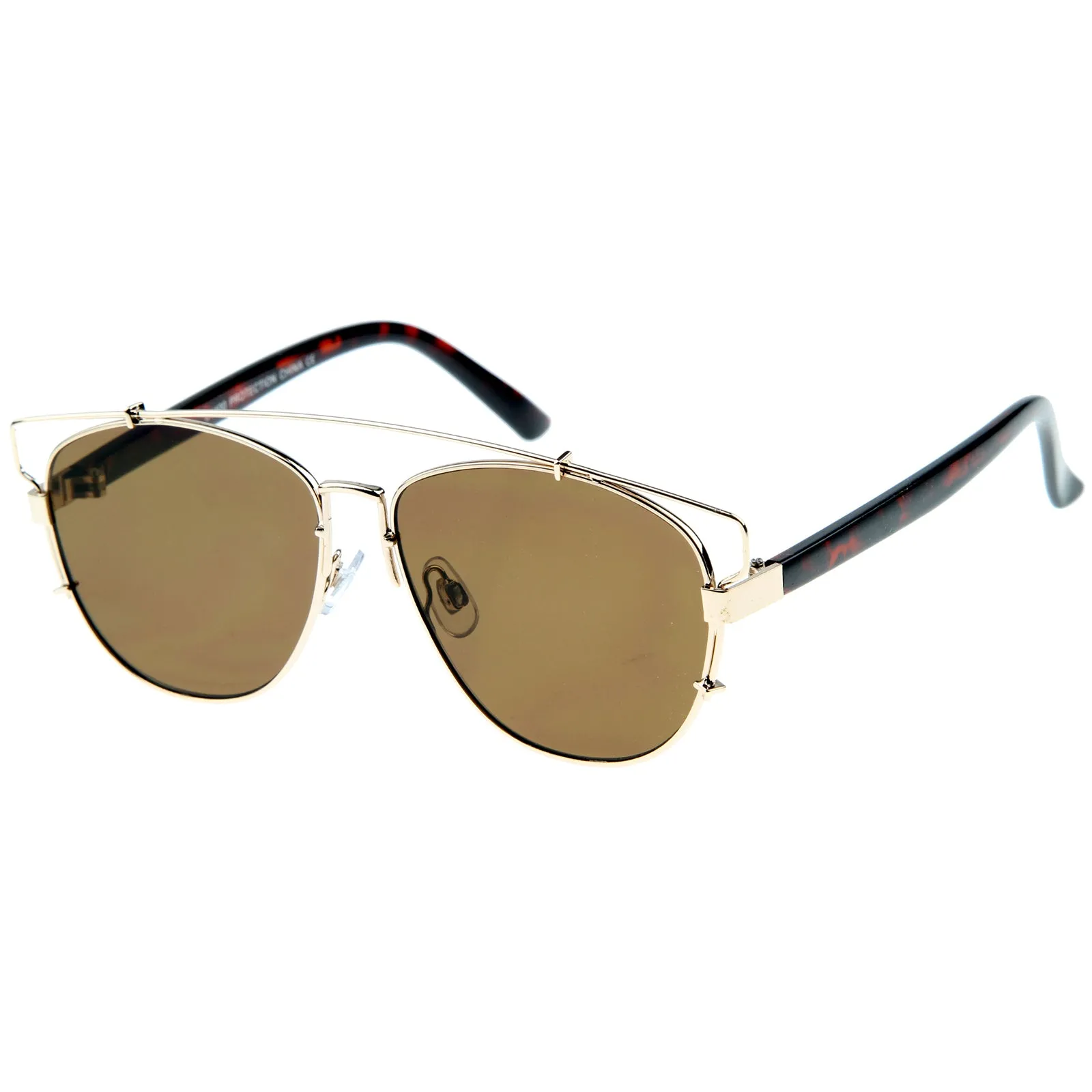 Modern Fashion Panto Flat Front Metal Aviator Sunglasses A121 sold by ZeroUV product image thumbnail 2