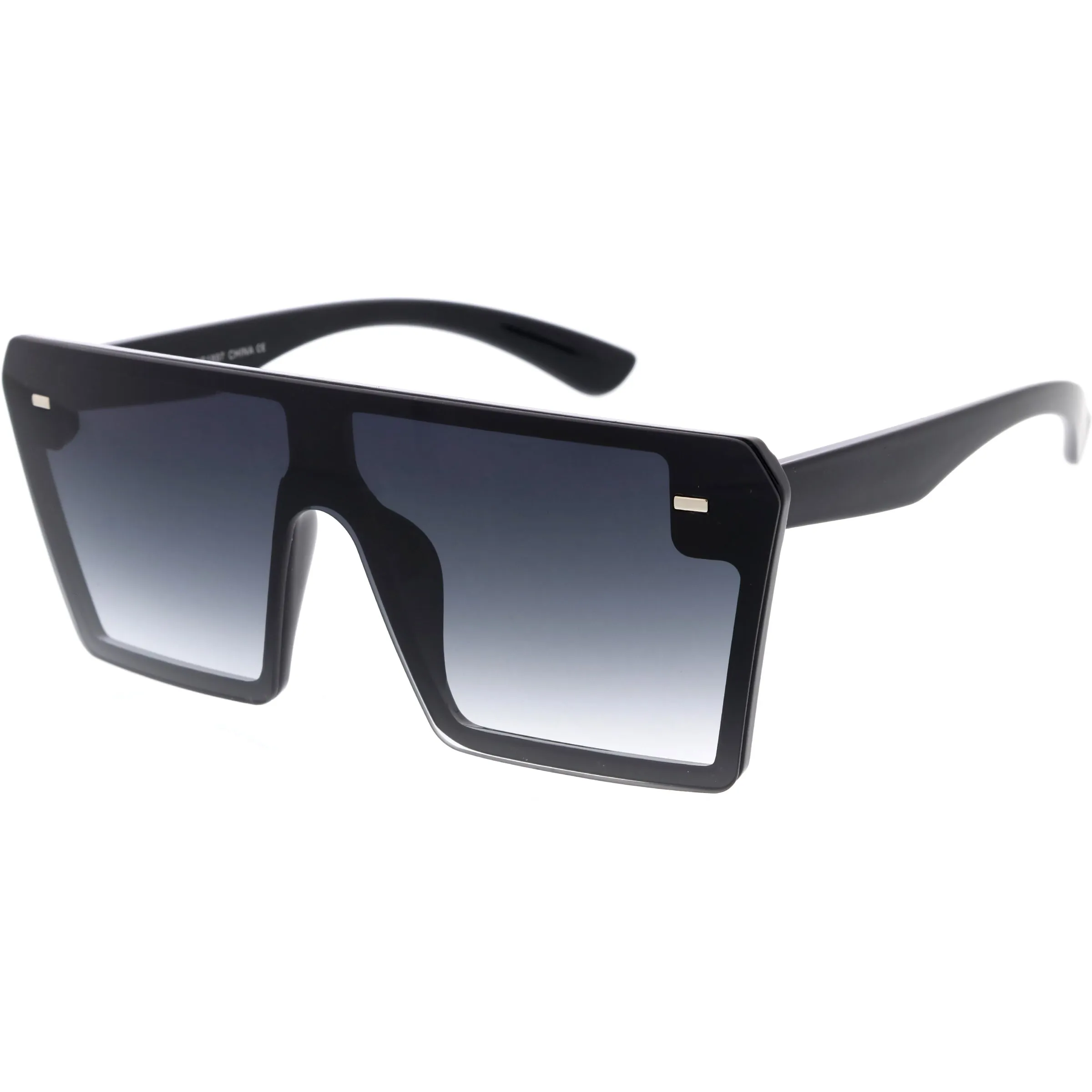 Oversize Rimless Neutral Colored Flat Top Shield Sunglasses D279 sold by ZeroUV product image thumbnail 2