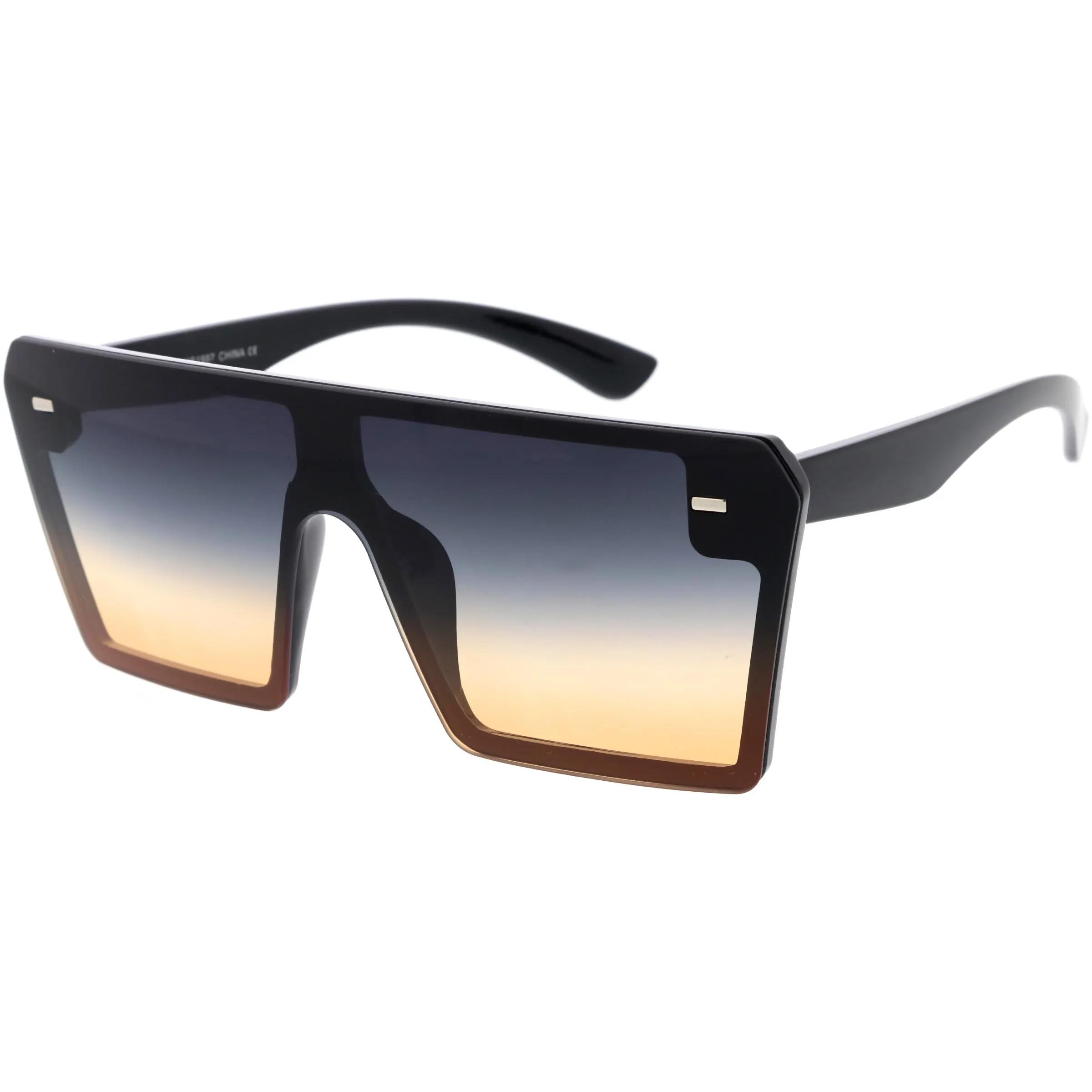 Oversize Rimless Neutral Colored Flat Top Shield Sunglasses D279 sold by ZeroUV product image thumbnail 5