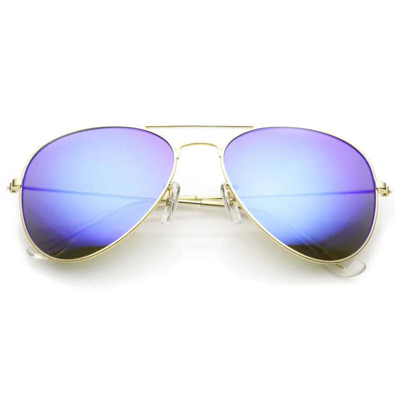 Zerouv + Plus "Cunningham" Premium Mirrored Lens Aviator Sunglasses sold by ZeroUV