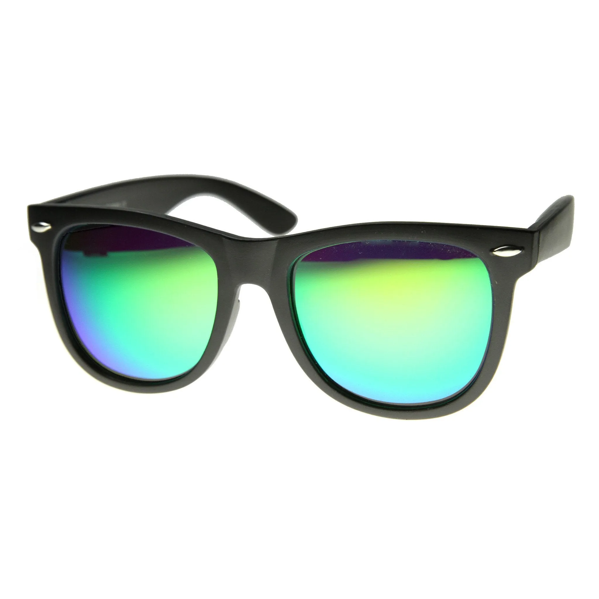 Retro Oversize Horned Rim Sunglasses With Flash Mirror Lens 9634 sold by ZeroUV product image thumbnail 2