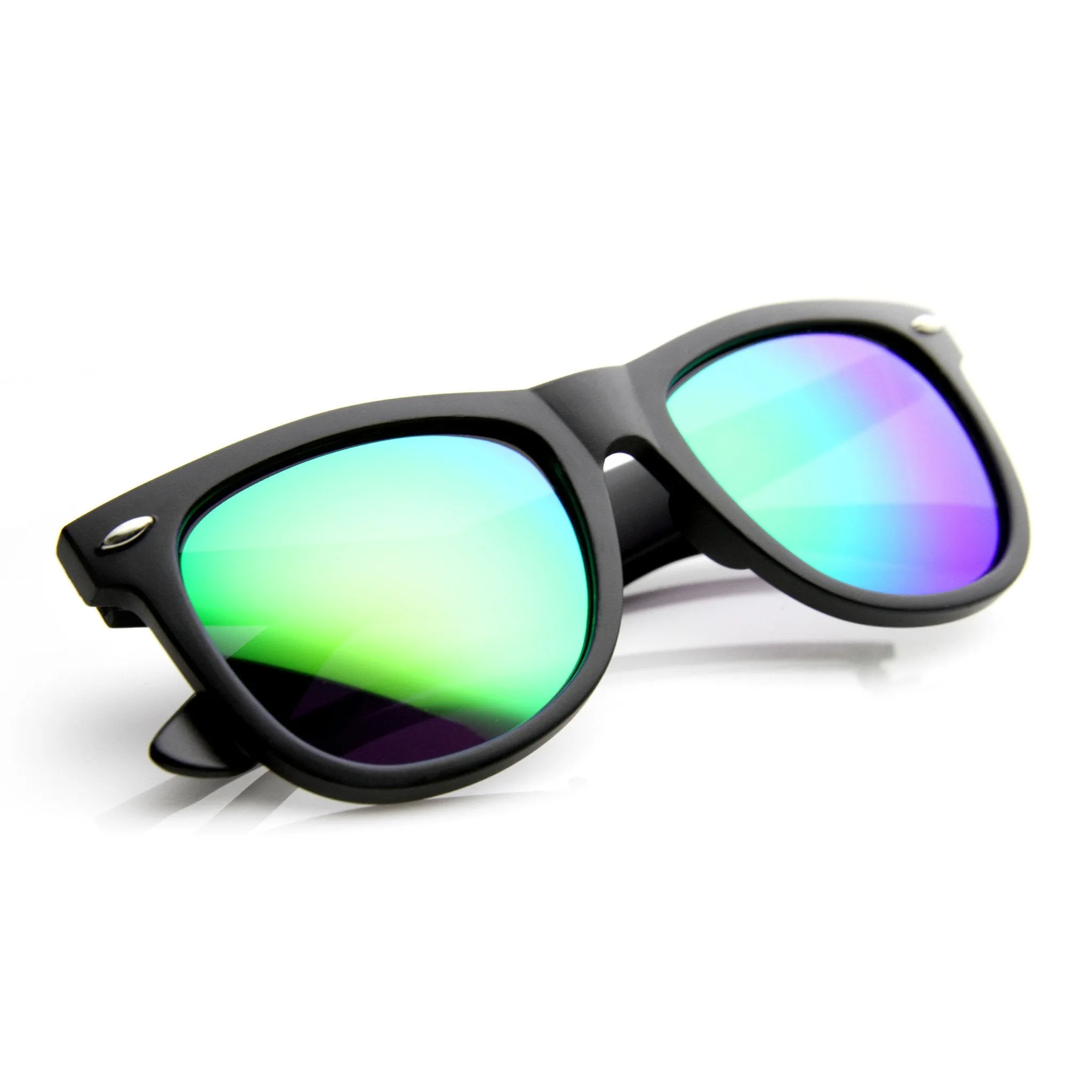 Retro Oversize Horned Rim Sunglasses With Flash Mirror Lens 9634 sold by ZeroUV product image thumbnail 3