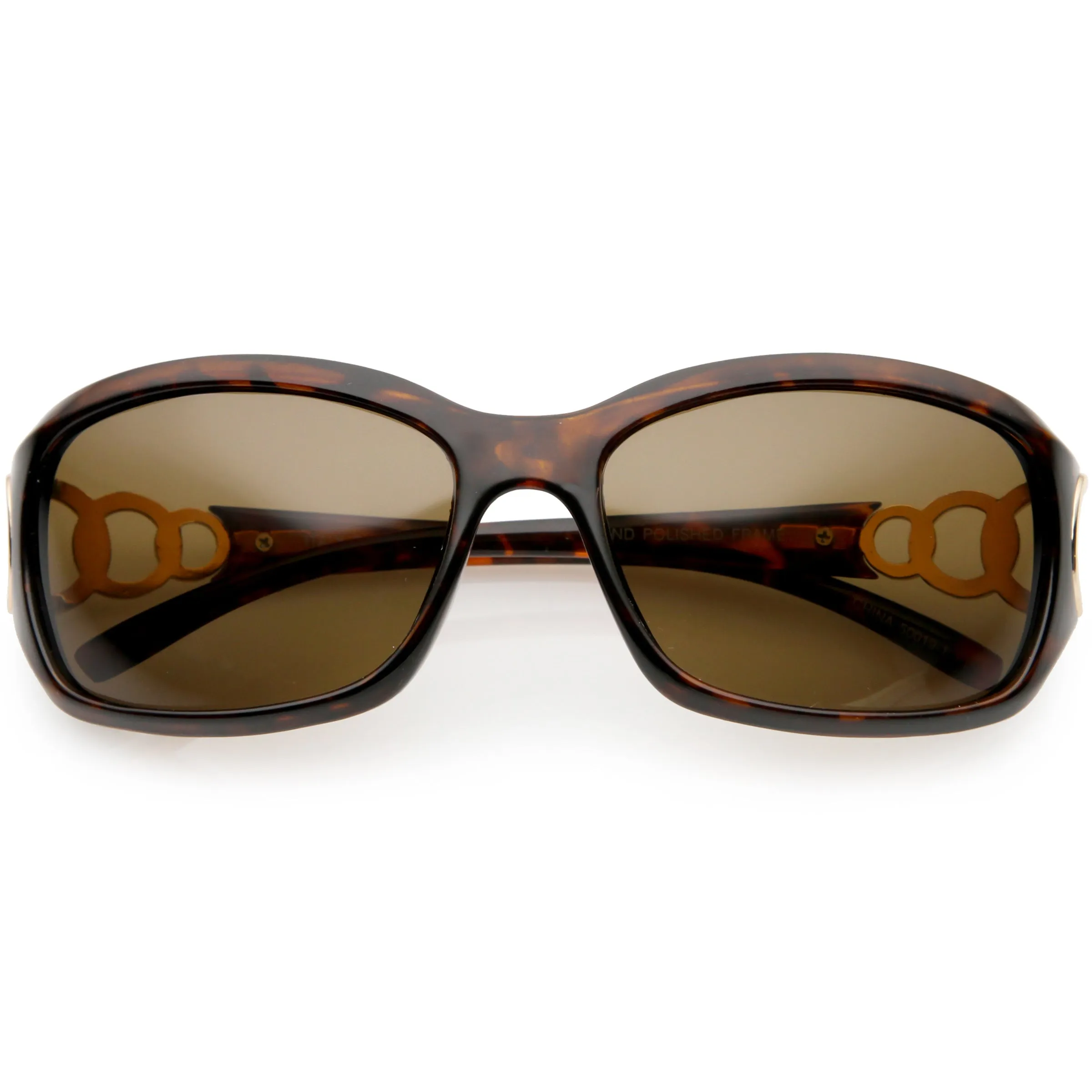 Oversize Metal Chain Accent Polarized Lens Rectangle Sunglasses C784 sold by ZeroUV