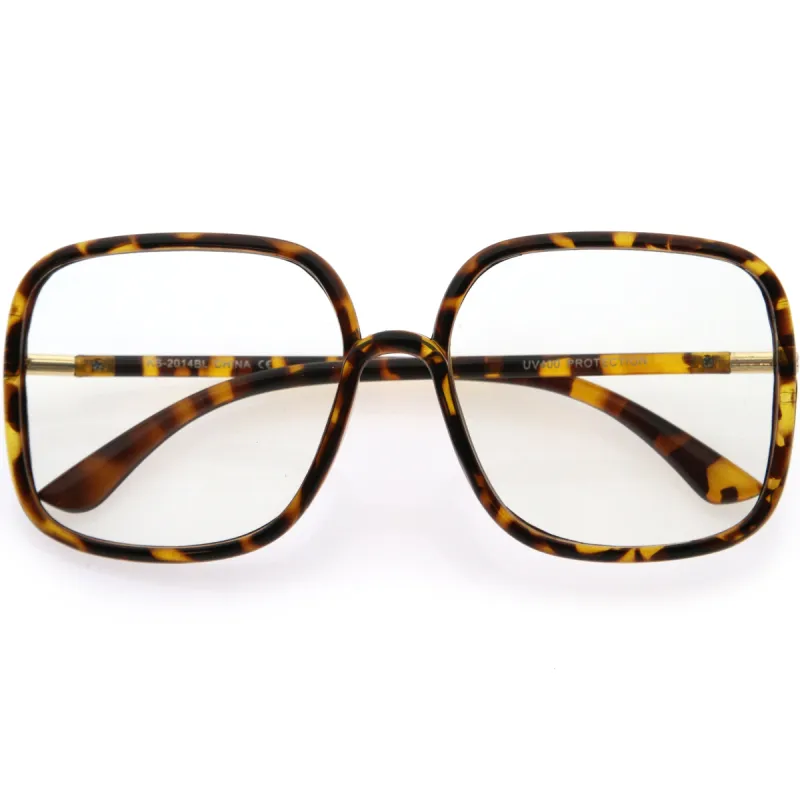 Retro Chic Modern Oversized Square Blue Light Filter Glasses D285 made by ZeroUV