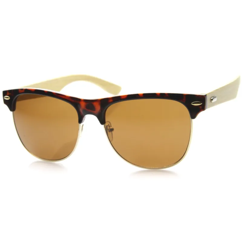 Eco Friendly Bamboo Wood Temple Half Frame Sunglasses 9948 sold by ZeroUV