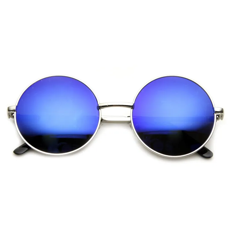 Retro Flash Color Mirror Lens Round Metal Sunglasses 9203 sold by ZeroUV