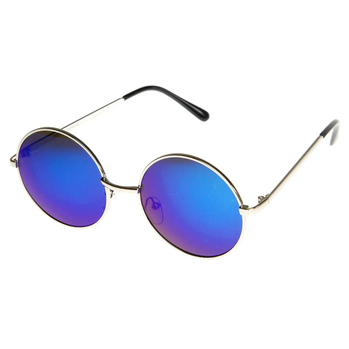 Retro Flash Color Mirror Lens Round Metal Sunglasses 9203 sold by ZeroUV product image thumbnail 2