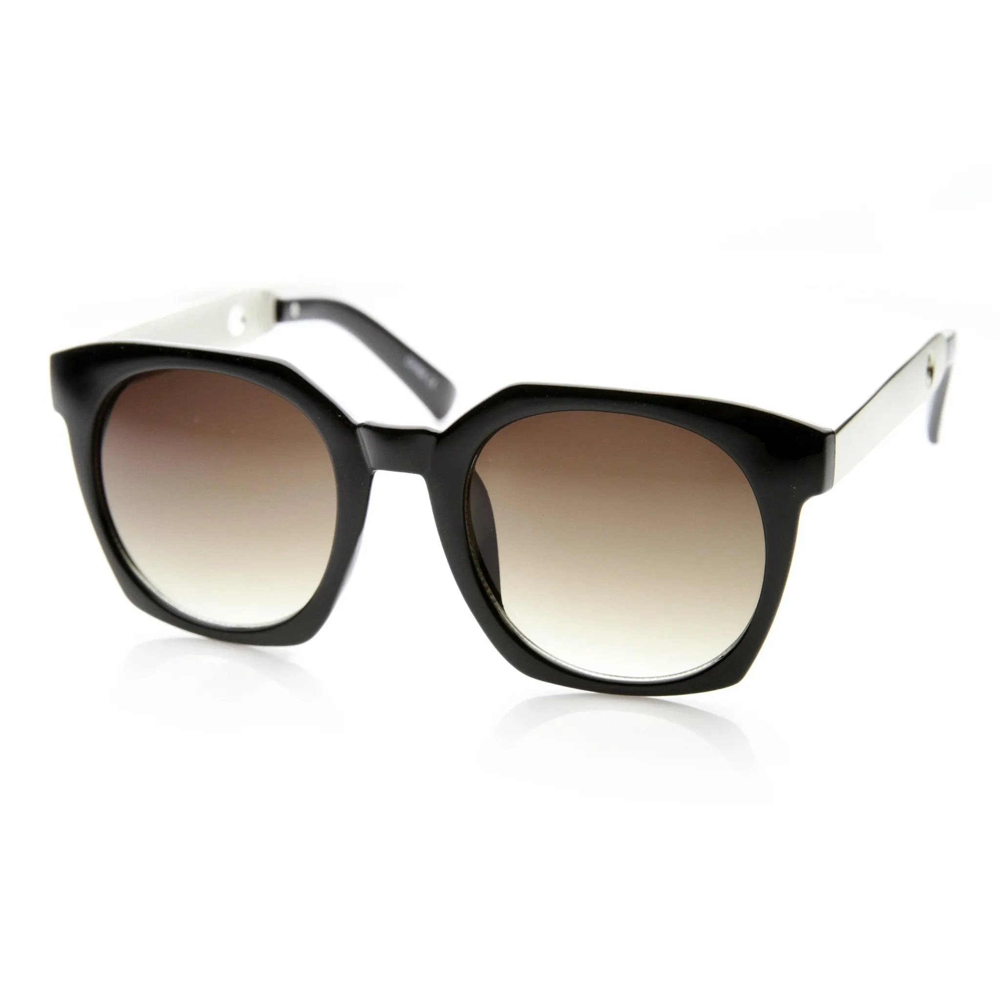 Oversize Metal Temple Square Frame Womens Horned Rim Sunglasses 9612 sold by ZeroUV product image thumbnail 4