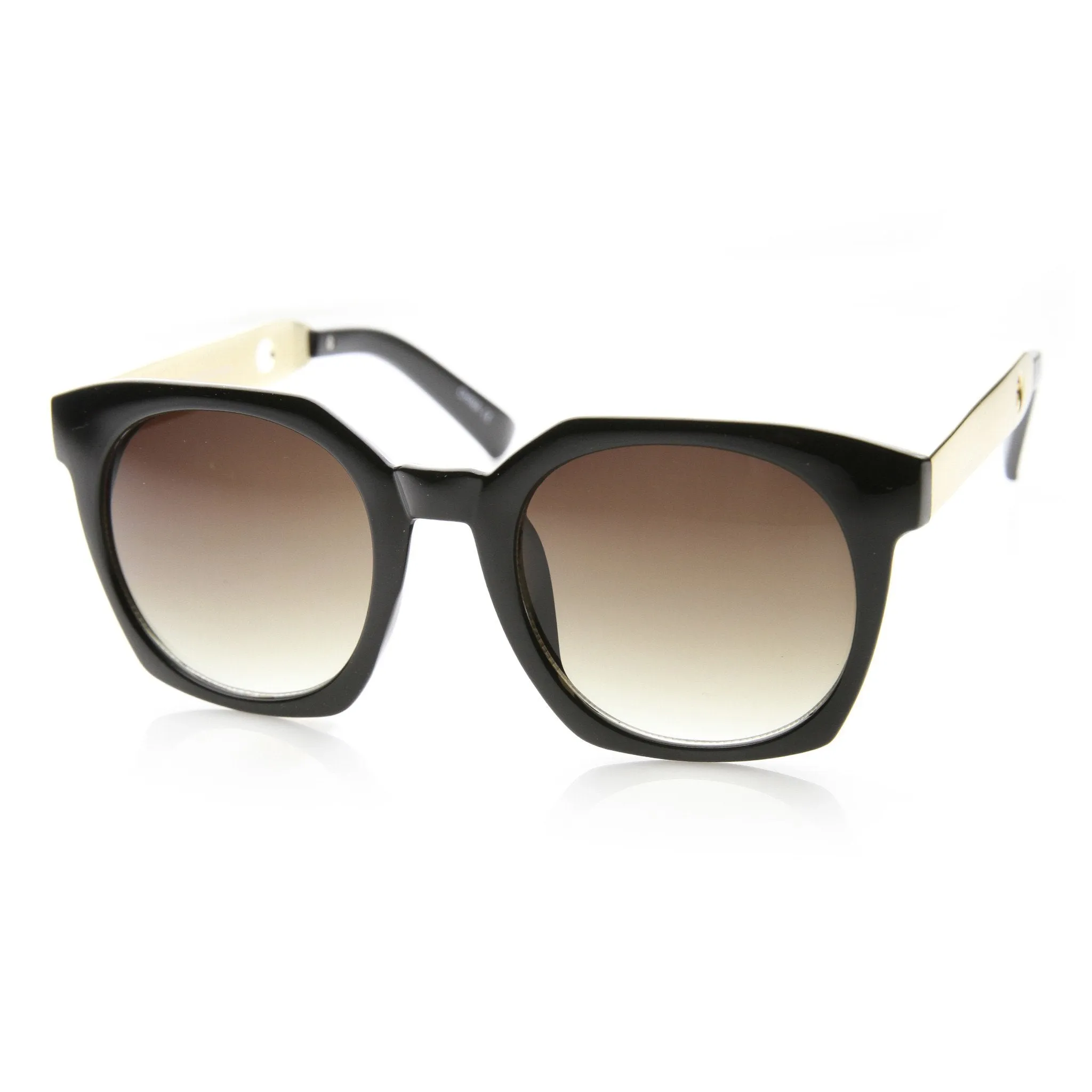 Oversize Metal Temple Square Frame Womens Horned Rim Sunglasses 9612 sold by ZeroUV product image thumbnail 5