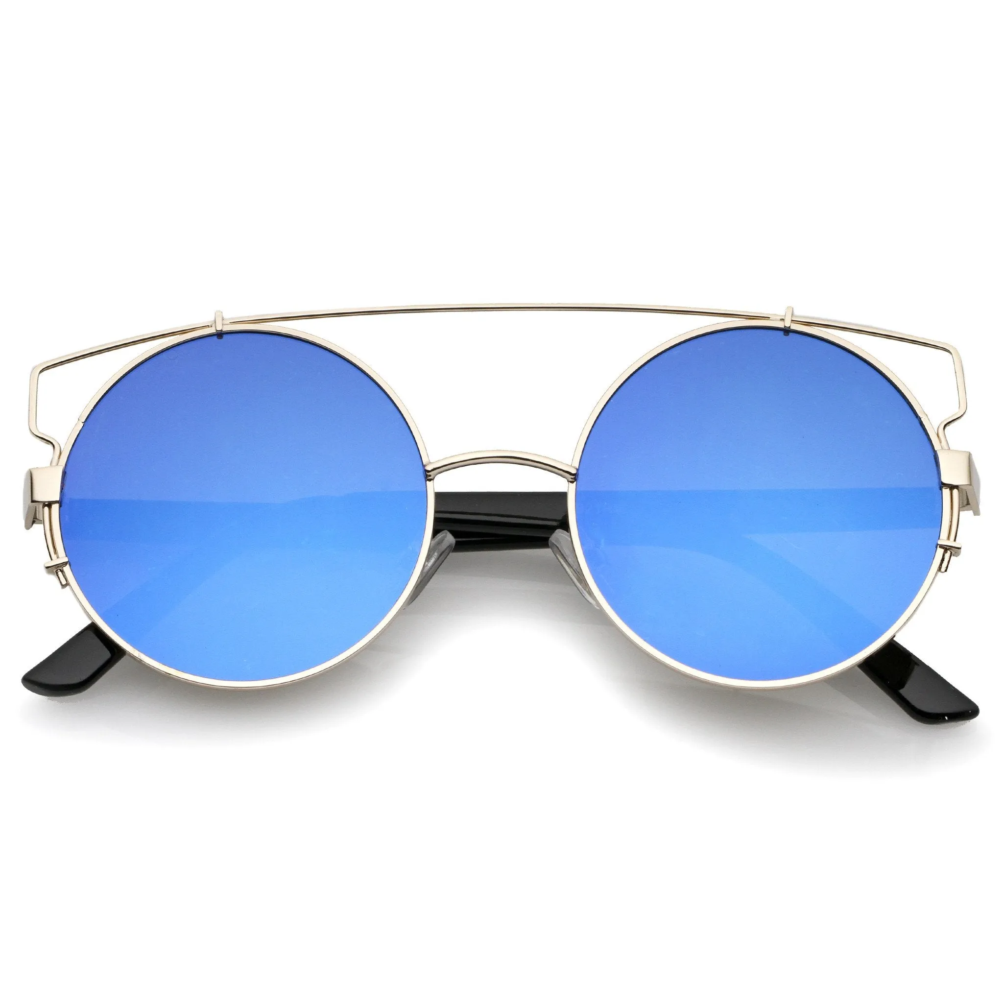 Retro Modern Round Cross Bar Mirrored Lens Sunglasses A543 sold by ZeroUV product image thumbnail 5