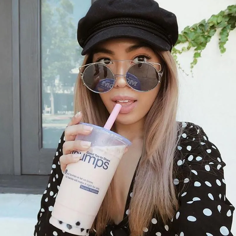 Retro Modern Round Cross Bar Mirrored Lens Sunglasses A543 sold by ZeroUV product image thumbnail 2