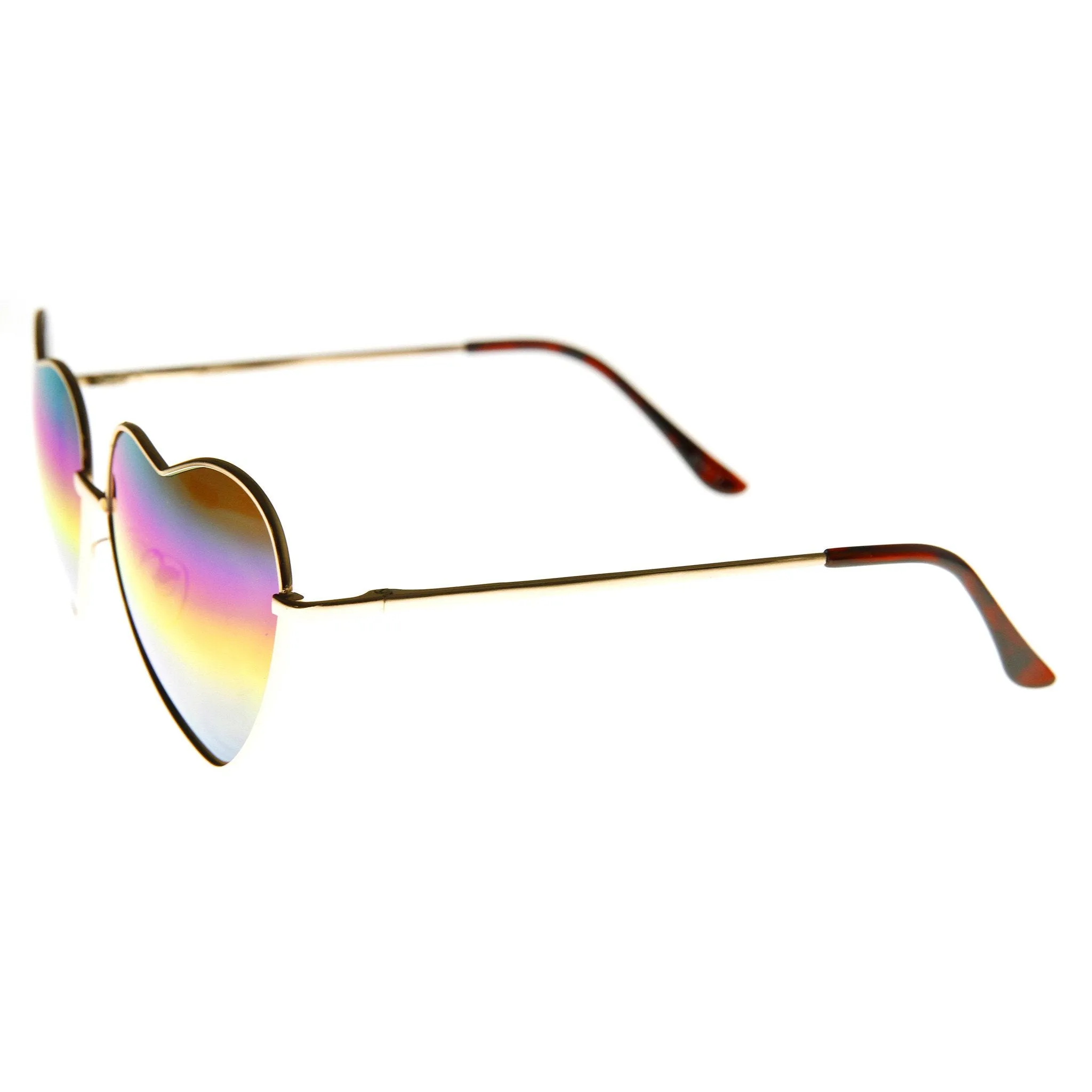 Women's Super Cute Flash Lens Metal Heart Sunglasses 9482 sold by ZeroUV product image thumbnail 4