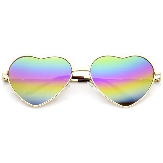 Women's Super Cute Flash Lens Metal Heart Sunglasses 9482 sold by ZeroUV