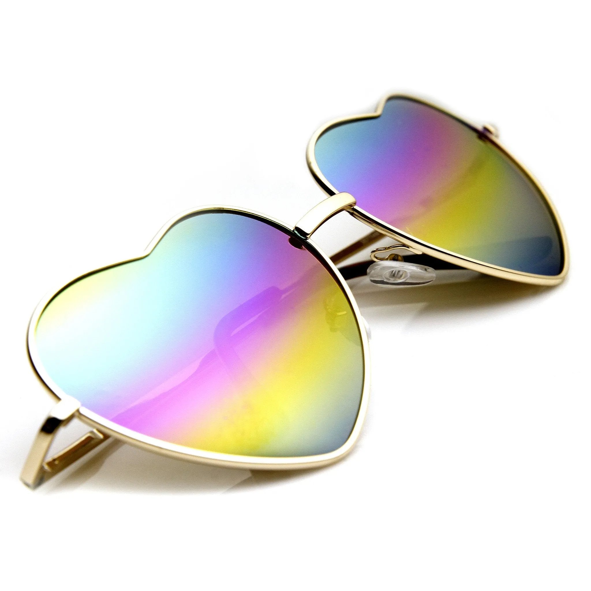 Women's Super Cute Flash Lens Metal Heart Sunglasses 9482 sold by ZeroUV product image thumbnail 2