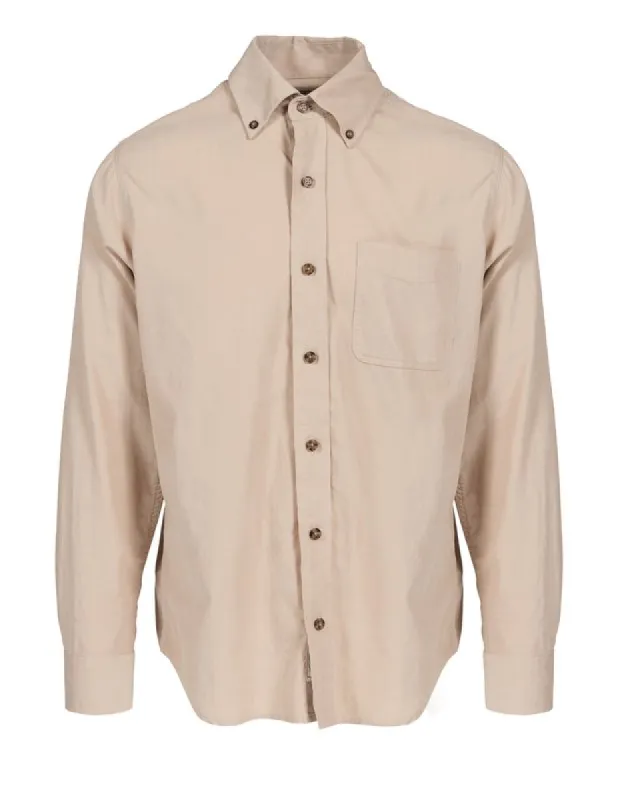 Pinwale Cotton Corduroy Button Down Shirt - Stone sold by Cave and Post