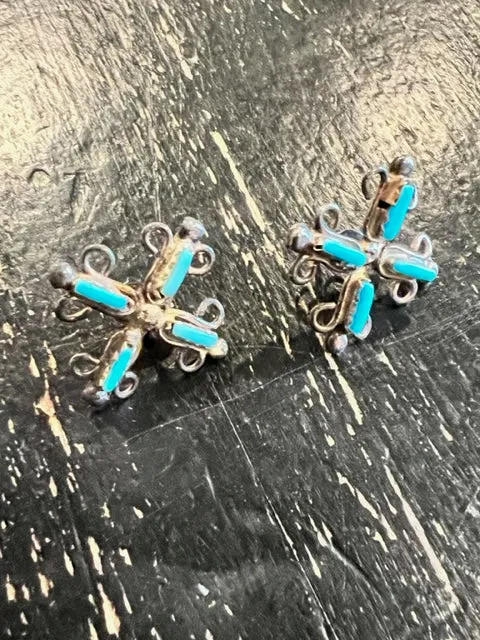 Vintage Sterling and Turquoise Earrings sold by Cave and Post product image thumbnail 4