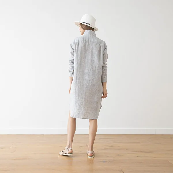 Linen Shirt Dress Silver Melange Paula sold by Cave and Post product image thumbnail 5