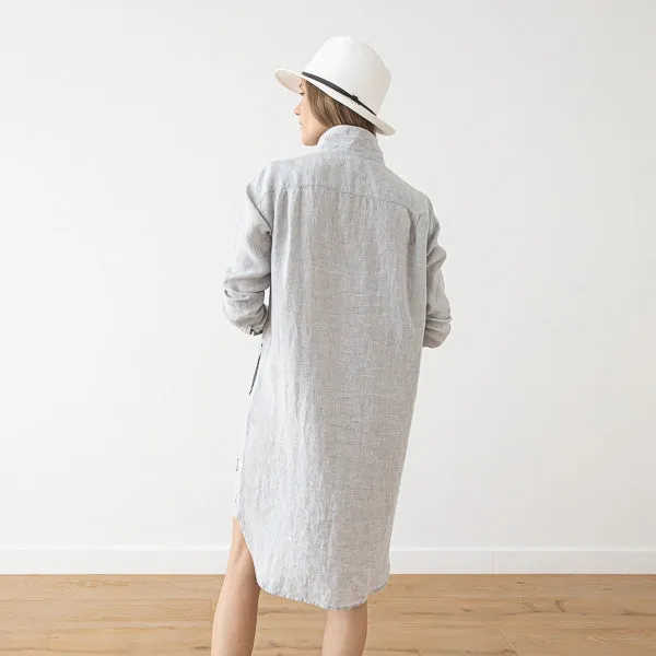 Linen Shirt Dress Silver Melange Paula sold by Cave and Post product image thumbnail 4