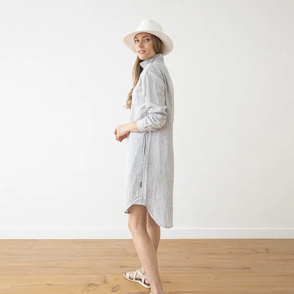 Linen Shirt Dress Silver Melange Paula sold by Cave and Post product image thumbnail 3