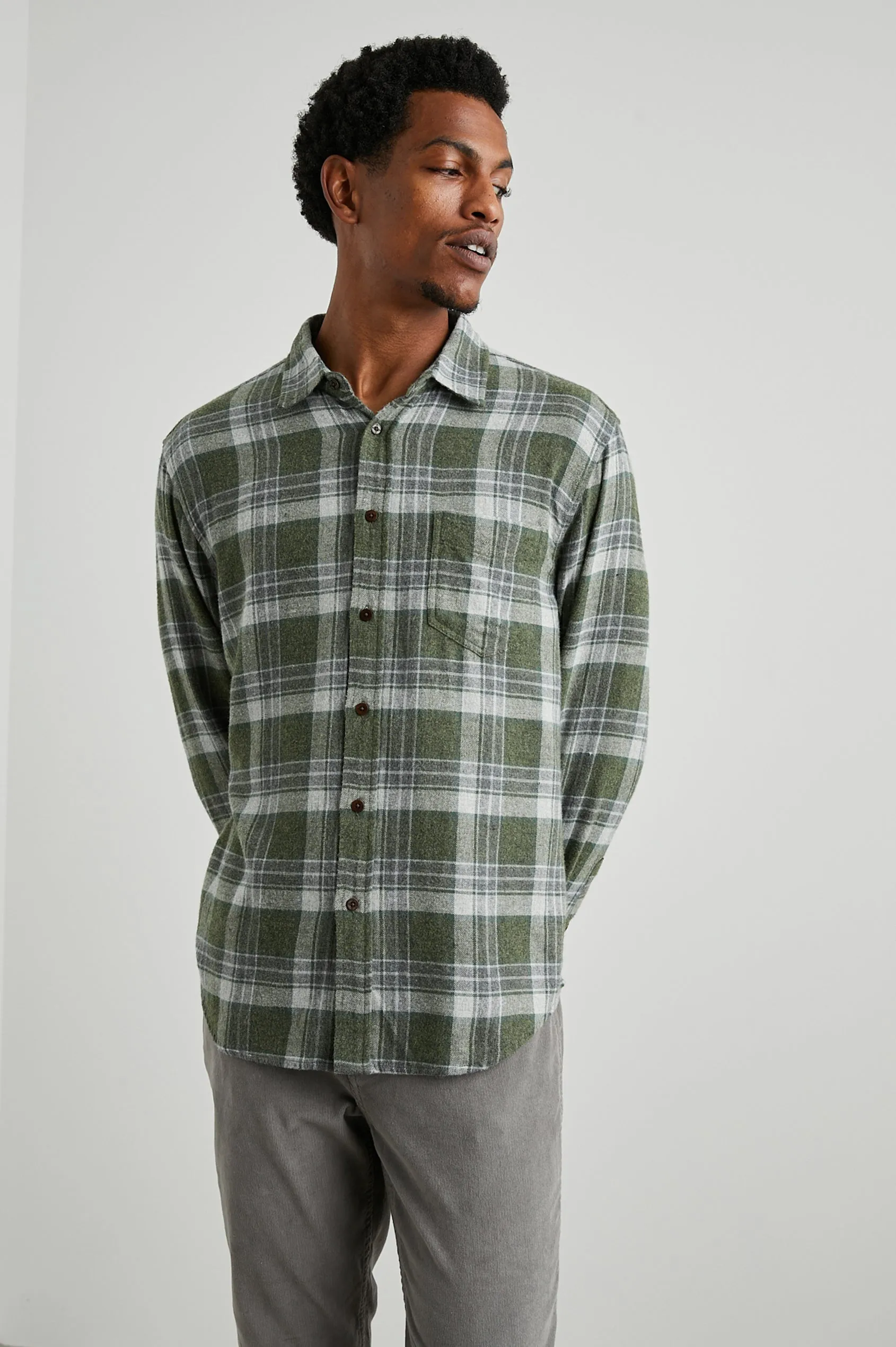Lennox Shirt Green Hollow - Grey Melange sold by Cave and Post