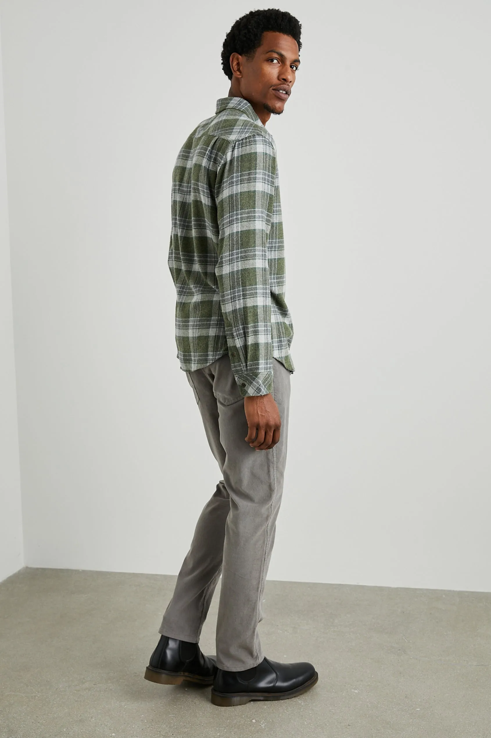 Lennox Shirt Green Hollow - Grey Melange sold by Cave and Post product image thumbnail 5