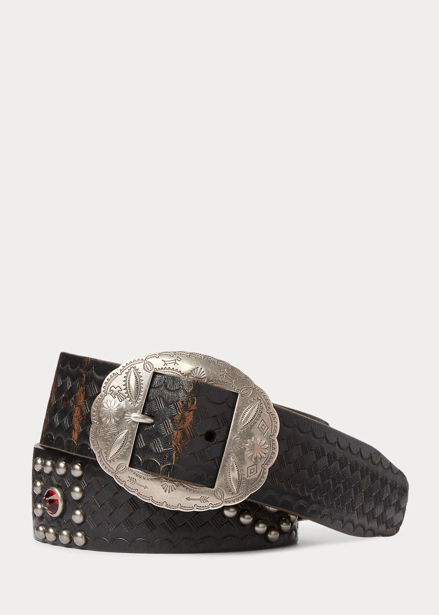 RRL Studded Leather Belt sold by Cave and Post