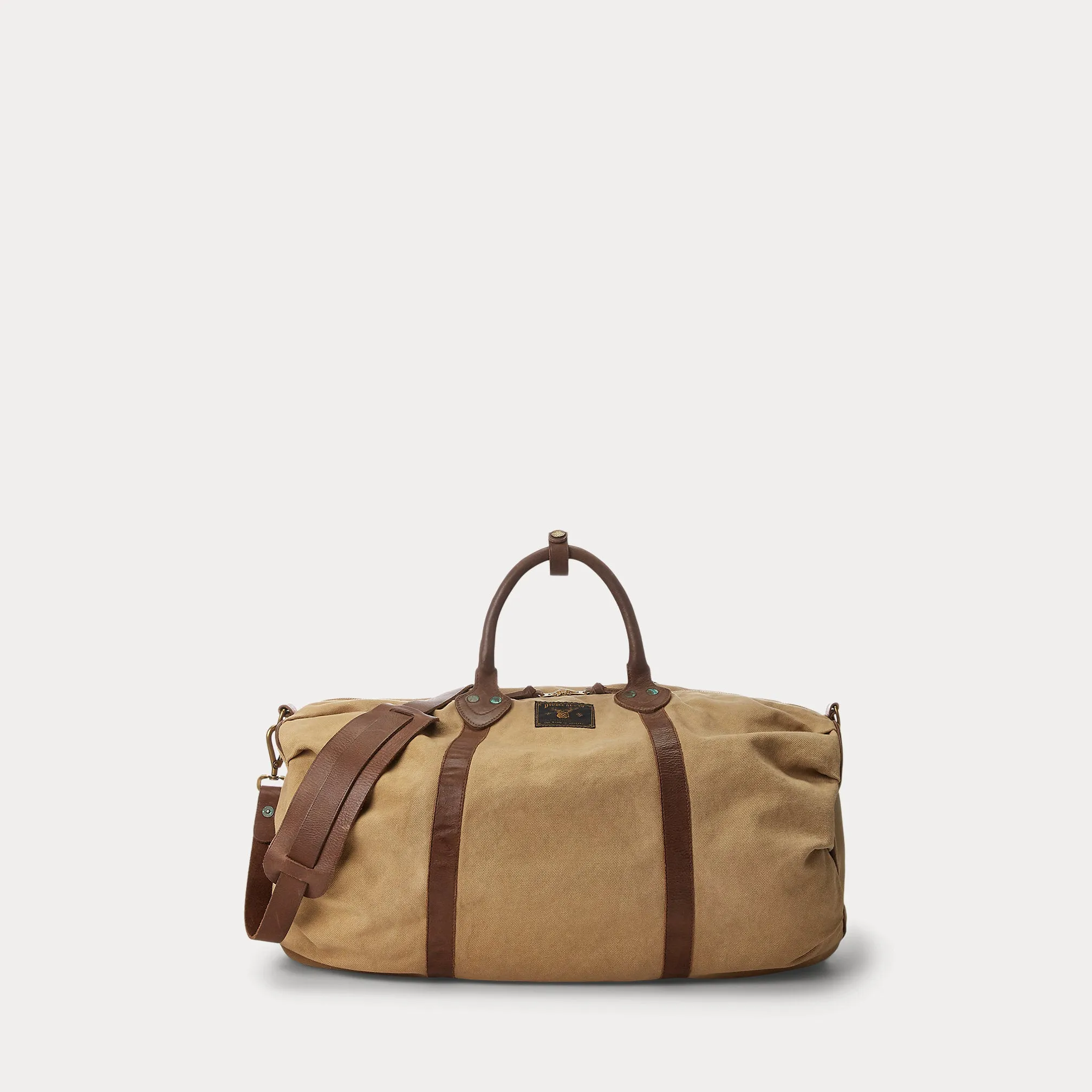 RRL Leather-Trim Canvas Duffel sold by Cave and Post