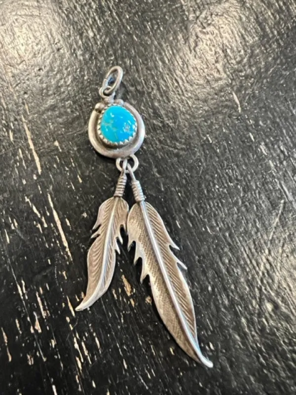 E. Largo Signed Sterling and Turquoise Pendant sold by Cave and Post