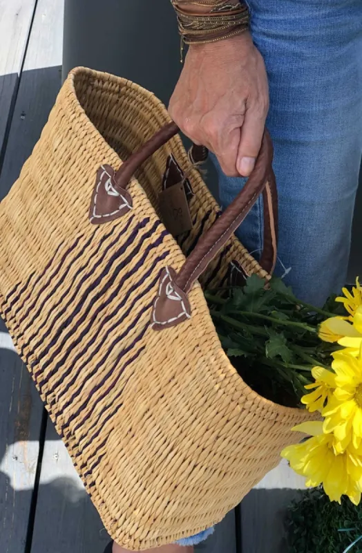 Large Beach Basket Triangular Design Bicolor sold by Cave and Post