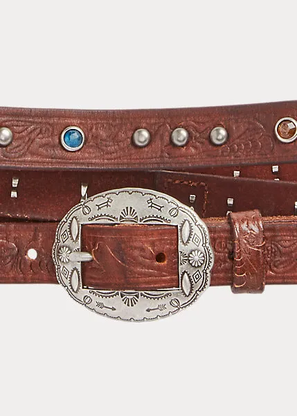 RRL Tooled Leather Double-Wrap Belt sold by Cave and Post product image thumbnail 3