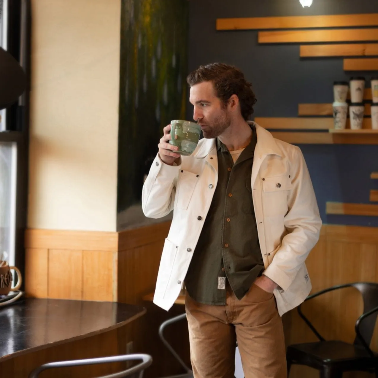 Cotton Canvas Chore Jacket - White sold by Cave and Post product image thumbnail 2