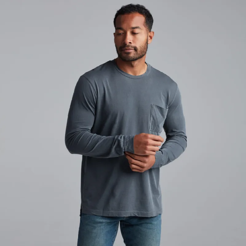 ASHER LONG SLEEVE POCKET TEE - BASALT sold by Cave and Post