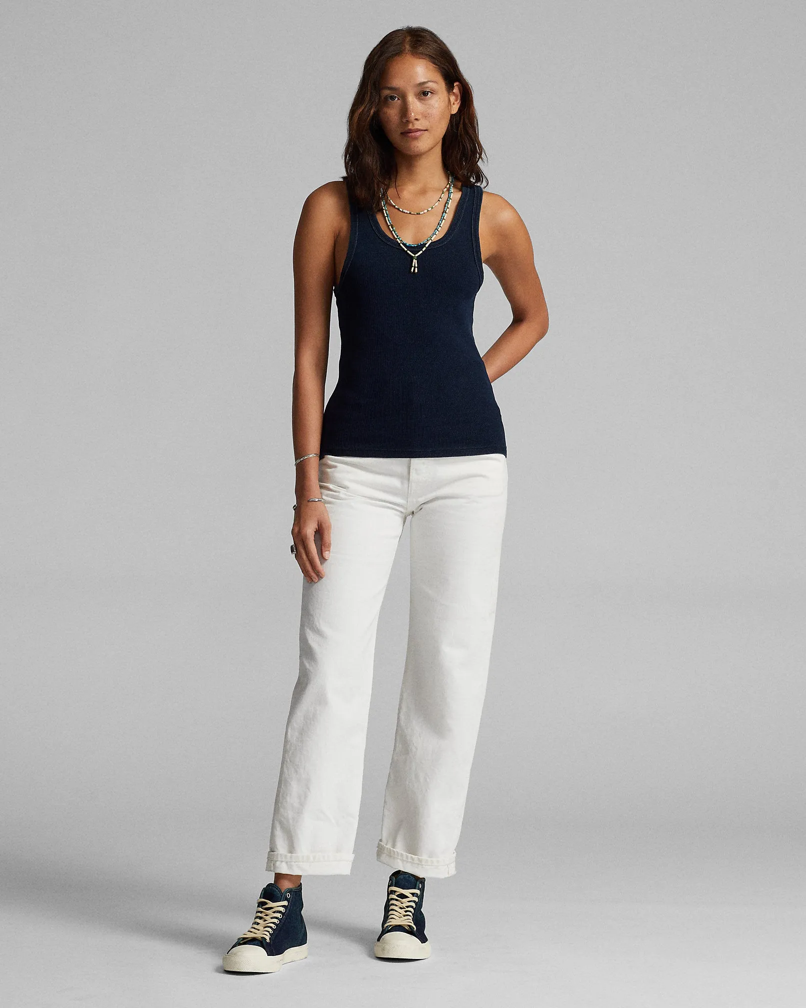 RRL - Stretch Cotton Ribbed Tank - Indigo sold by Cave and Post product image thumbnail 3