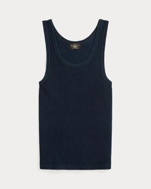 RRL - Stretch Cotton Ribbed Tank - Indigo sold by Cave and Post
